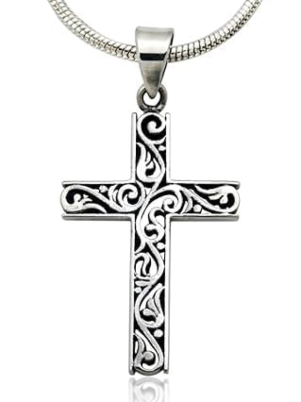 Sterling Silver Filigree Celtic Cut Out Cross, Tree of Life Pendant For Womens,